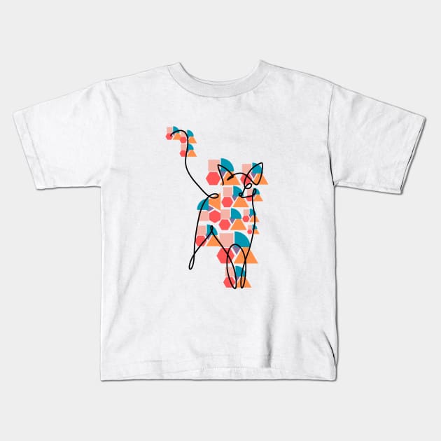 Geometric cat, basic shapes design Kids T-Shirt by Lilac Elite